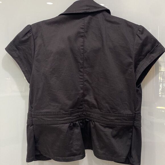 H&M Women's Black Short Sleeve Button Up Suit Blazer Jacket Sz 6 / Small - Picture 4 of 4